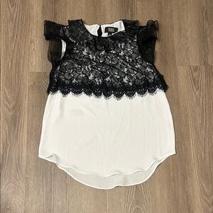 Prabal Gurung Black Lace and White Blouse
